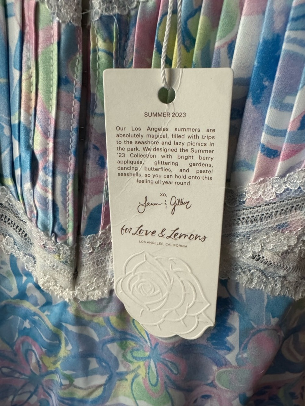 For Love And Lemons Pastel Floral Satin Mini Dress - Picture 4 of 6